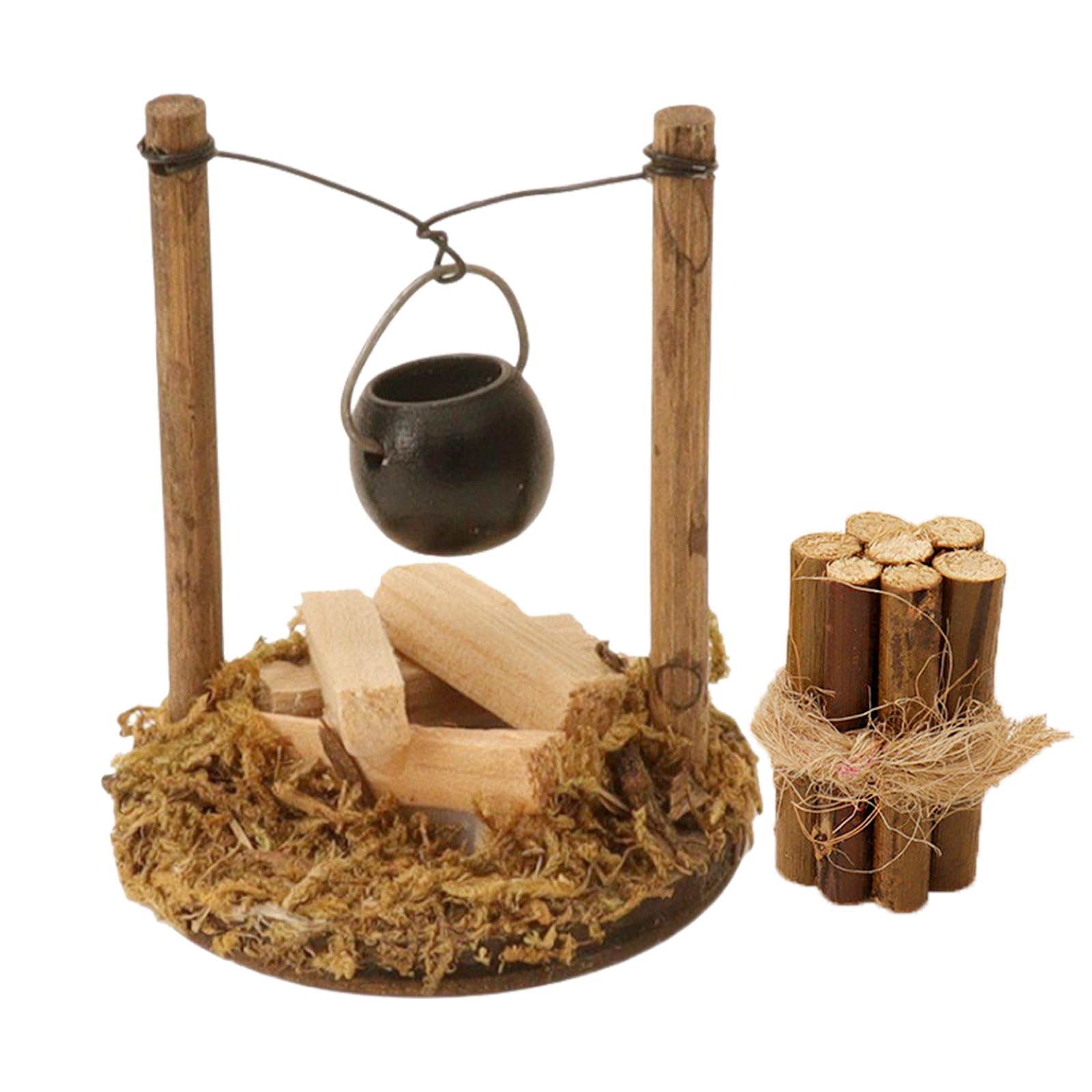 JINGTOPS 2pcsdecoracion Navidad BeléN Ropa,Accesorios Pueblo NavideñO Caldera Retra,Figuras De Navidad con Luz Elf Accesorios,Manualidades Navidad Hoguera De Navidad