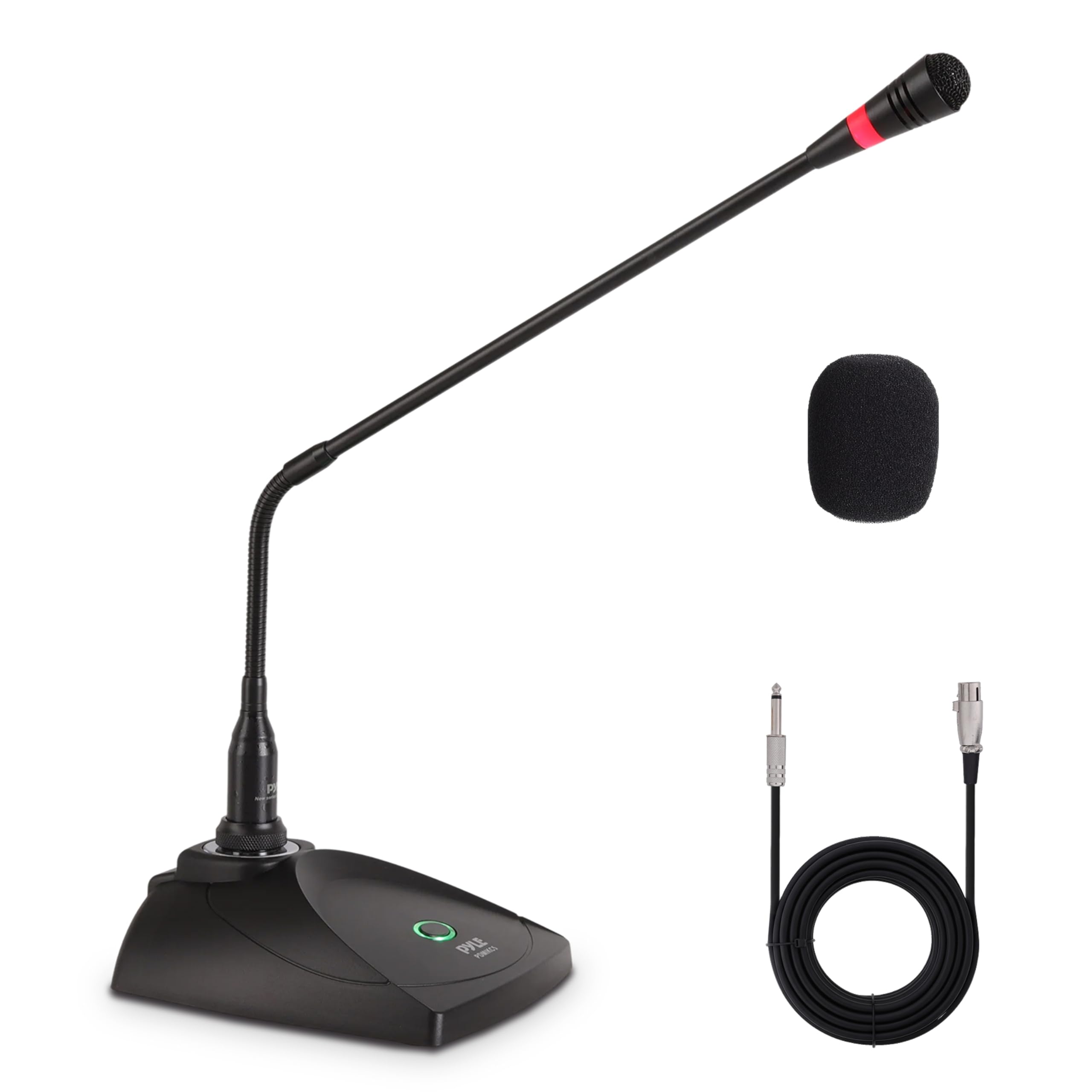 Pyle Micrófono Cuello Cisne, De Condensador, Mesa, Karaoke, Conferencias, Estudio, Cable de Sonido XLR a ¼