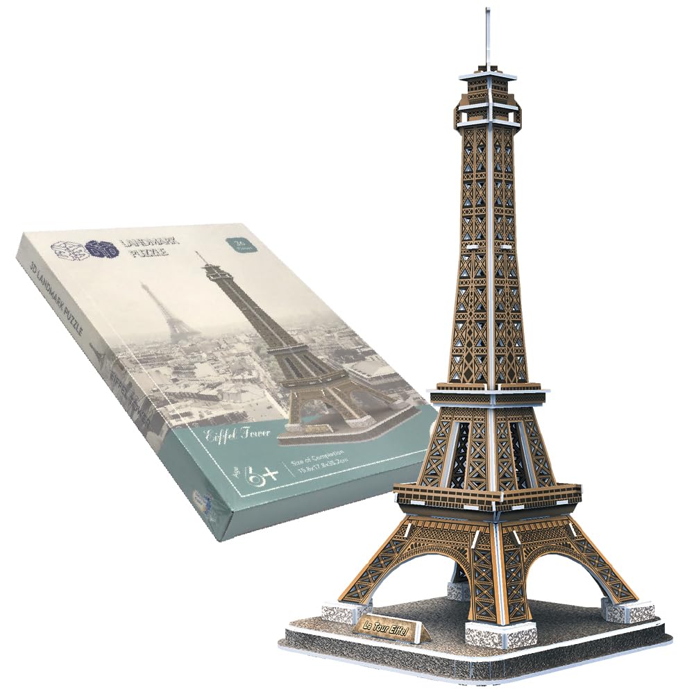 Universal Castle 3D Puzzles Large Architecture Fun DIY Building Model Craft Kit Education Toy Adults and Children Home Decoration Gift (Eiffel Tower 36 Pieces)