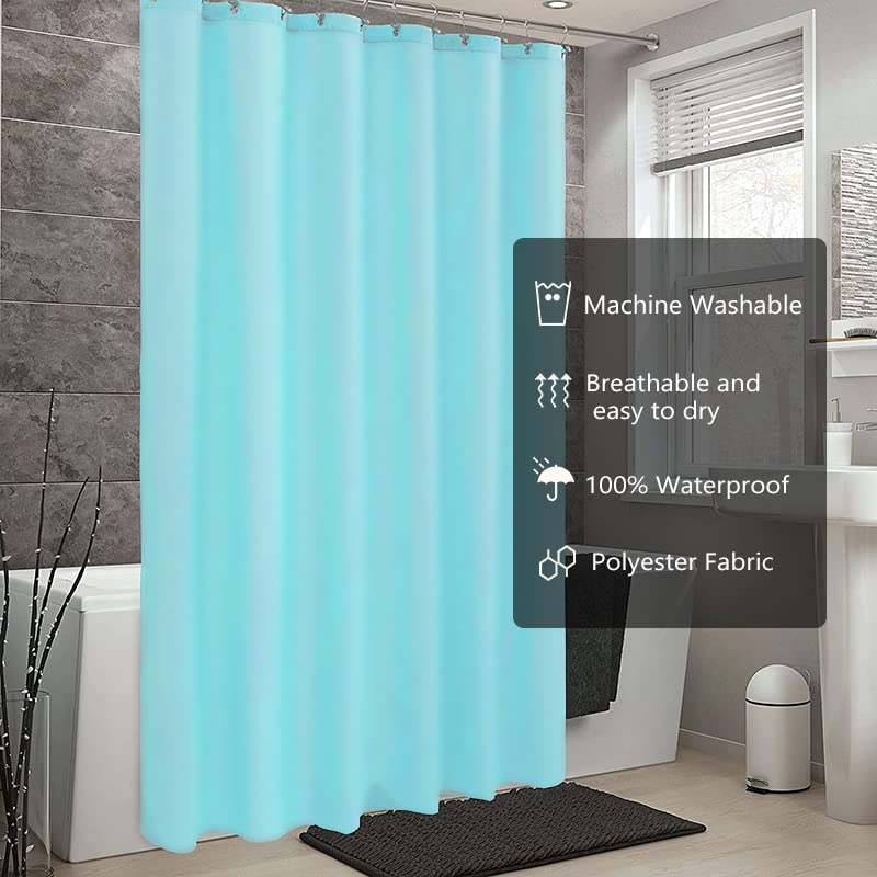 Image of LLSCL Sapphire Blue Fabric Shower Curtain Liner with Magnets, Waterproof Hotel Quality, 72 x 72 Machine Washable
