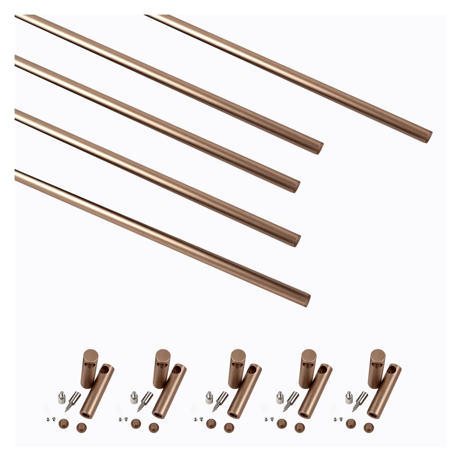 Vyrata Women's 5Pcs Gallery Rail Decorative Shelf Guardrail For Wood Shelves, 30 40 50 60 70 80 90 100Cm Aluminum Alloy Round Tube Barrier Rod(L-25.2In/64Cm)