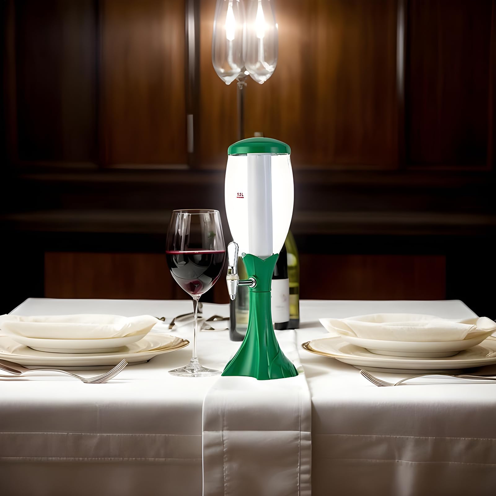 Getränketurm – leuchtender Bierspender | Getränkespender mit Eisrohr und | Zapfhahn, Party-Getränketurm für Eistee, Limonade, Wasser, Likör, LED-Licht, Getränkeständer für Veranstaltungen, Bar, Zuhaus