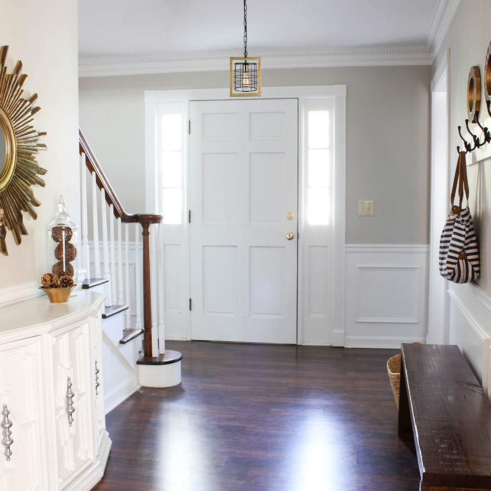 Crazy Clearance Bizinlumin Modern Gold and Black Kitchen Island Lighting, Small Industrial Metal Cage Hanging Pendant Light Fixture Luxury Foyer Porch Hallway Edison Light 1 Light E26 BY19001G Exclusive Special Bizinlumin Modern Gold and Black Kitchen Island Lighting, Small Industrial Metal Cage Hanging Pendant Light Fixture Luxury Foyer Porch Hallway Edison Light 1 Light E26 BY19001G