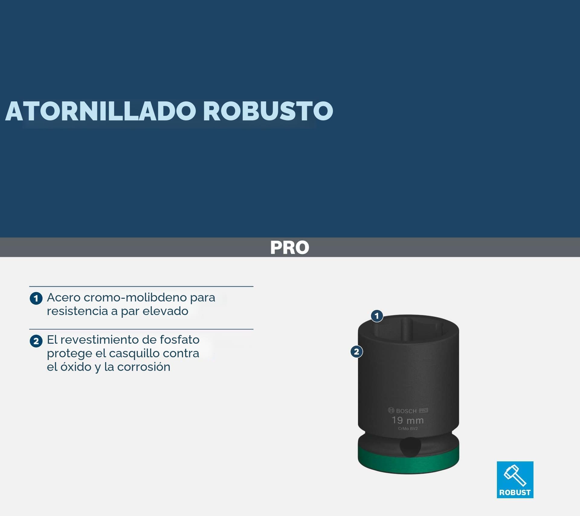 Bosch Juego de 9 llaves de vaso Pro Impact (63 x 56 mm, accesorios profesionales para taladro y destornillador)