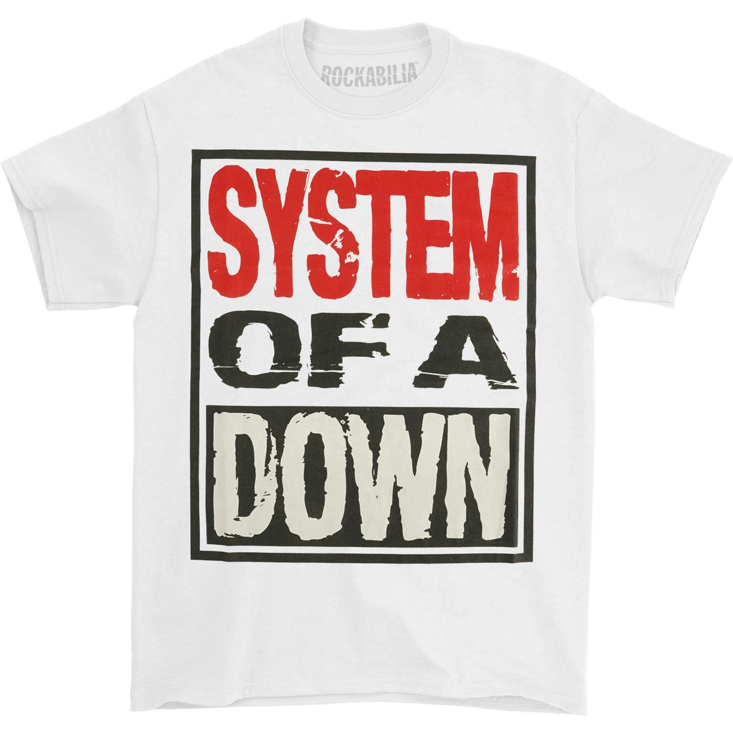 System of A Down Unisex Adult Stacked Logo Short-Sleeved Crew Neck T-Shirt White XL
