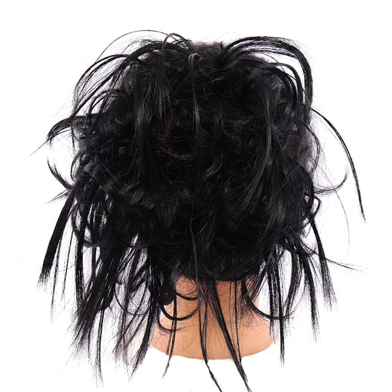 Kok z włosów Syntetyczny kok do przedłużania rozczochrany kok Scrunchie Krótkie proste z elastycznymi gumkami do włosów Updo Treska Odporna na ciepło dla kobiet Przedłużanie włosów w koński ogon