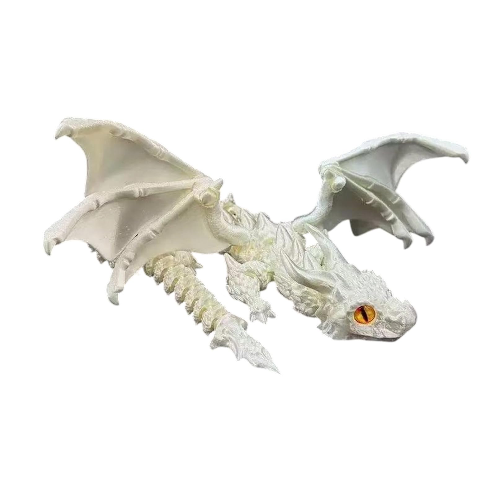 Pasisuu Articulated Wing Dragon Decor with Unique Eyes, 3D Printed Dragon Figurine Sculpture for Gaming Room, 12in Movable Joint Fantasy Toy, Gradient PLA Ornament Beige