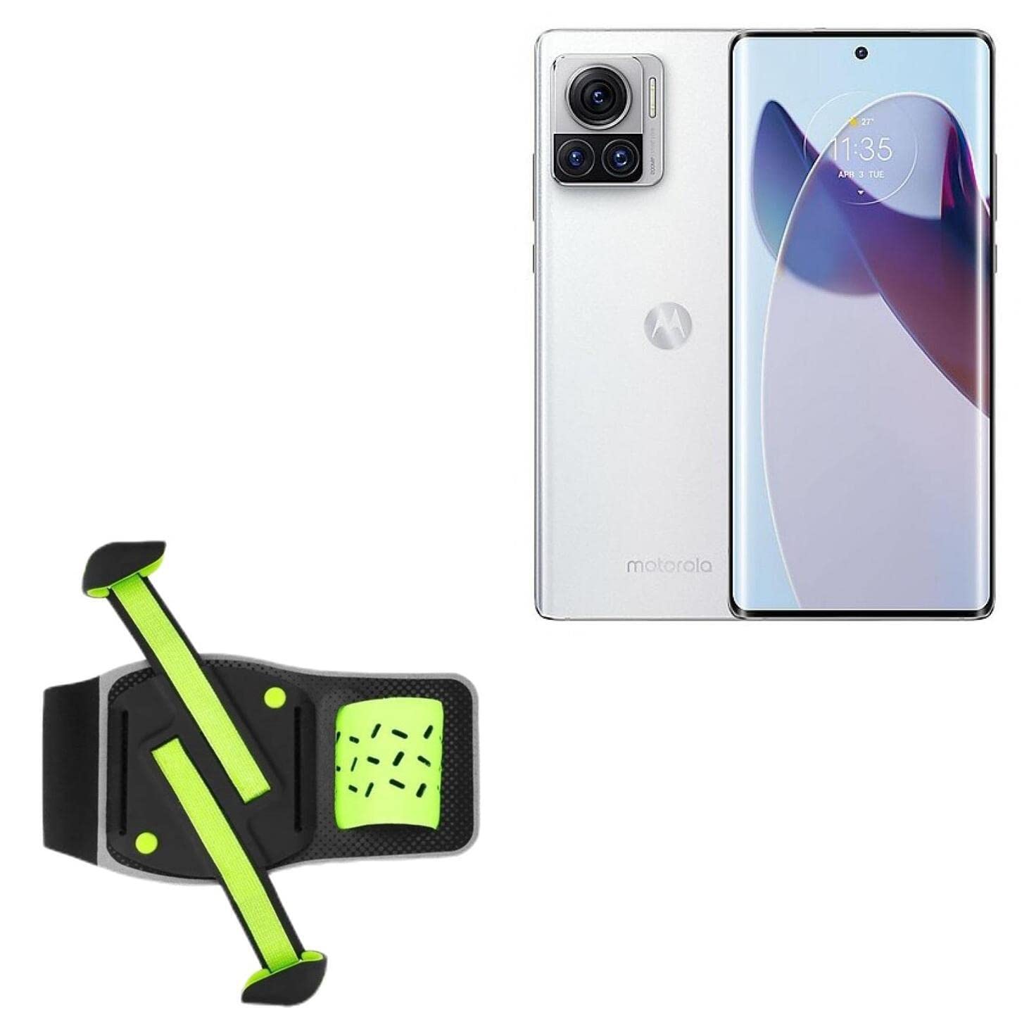 BoxWave Holster Compatible with Motorola Moto X30 Pro - FlexSport Armband, Adjustable Armband for Workout and Running - Stark Green