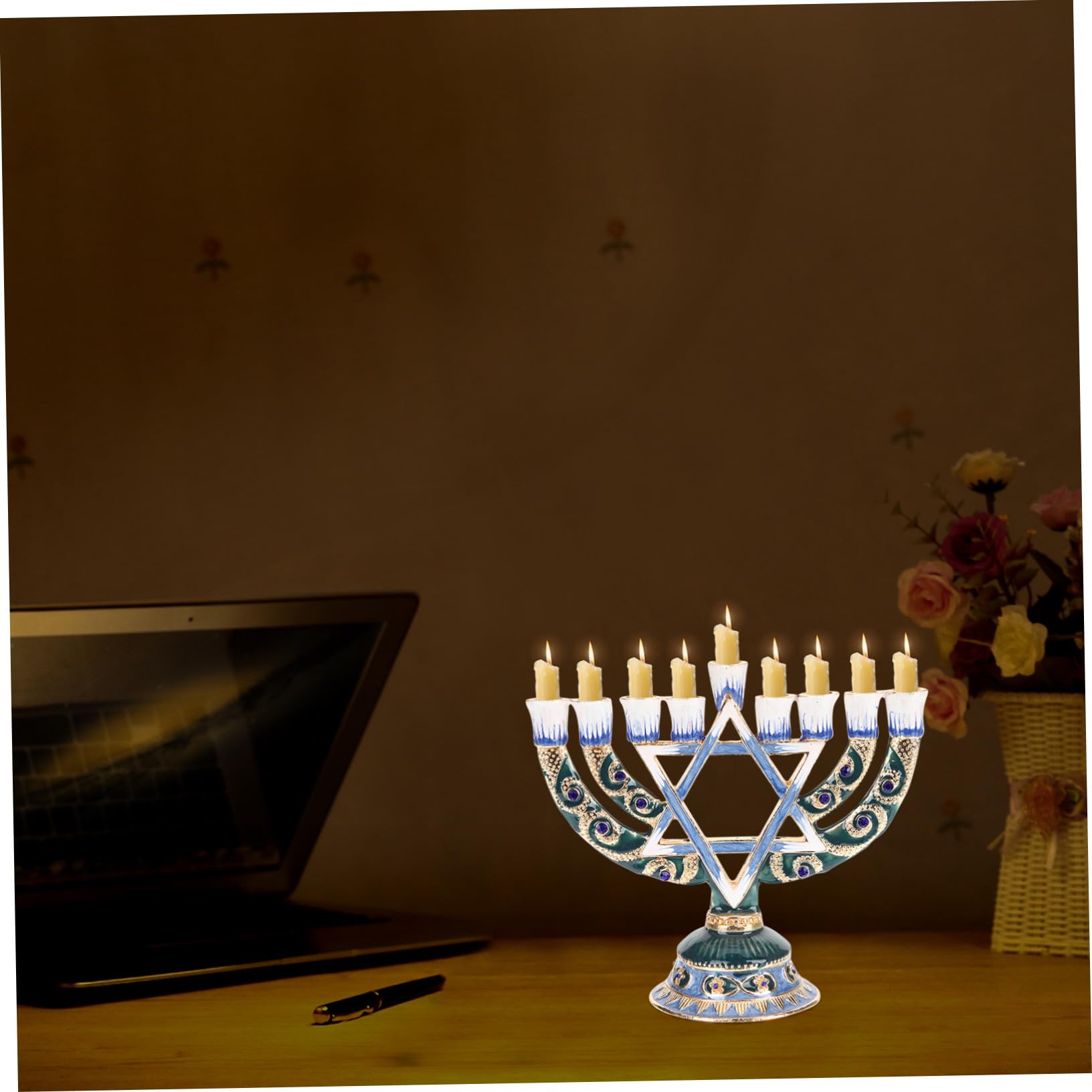 Candelabro Judío de 9 Brazos Retro para Hanukkah Decorativo