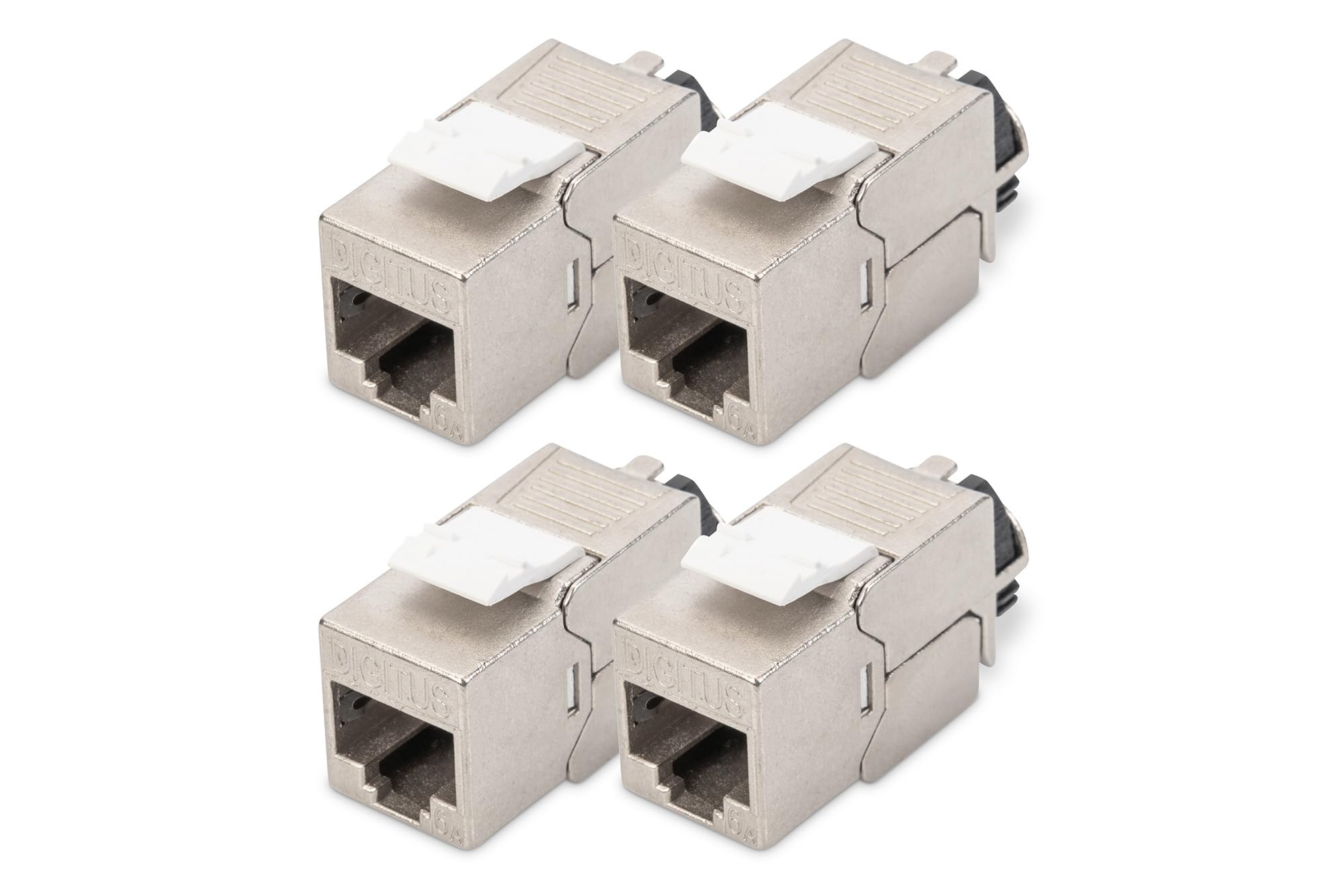 Digitus Keystone module Cat-6A Shielded - 4 pieces - RJ45 socket - 500 MHz 10GBase-T - AWG 26-22 - Design compatible - With latching lever - Tool-free installation
