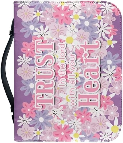 Miniatura 1 de Funda para Biblia clásica morada, tamaño grande, funda de cuero para libros, bolsa de iglesia, bolsa de Biblia, funda protectora para la Biblia con