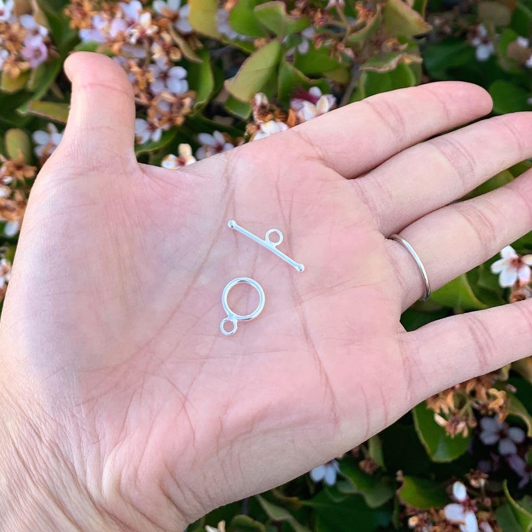 5 Sets Adabele Authentic 925 Sterling Silver Round Toggle Clasp T-Bar Closure 10mm (0.39 Inch) Hypoallergenic Nickel Free for DIY Jewelry Making SS192-1