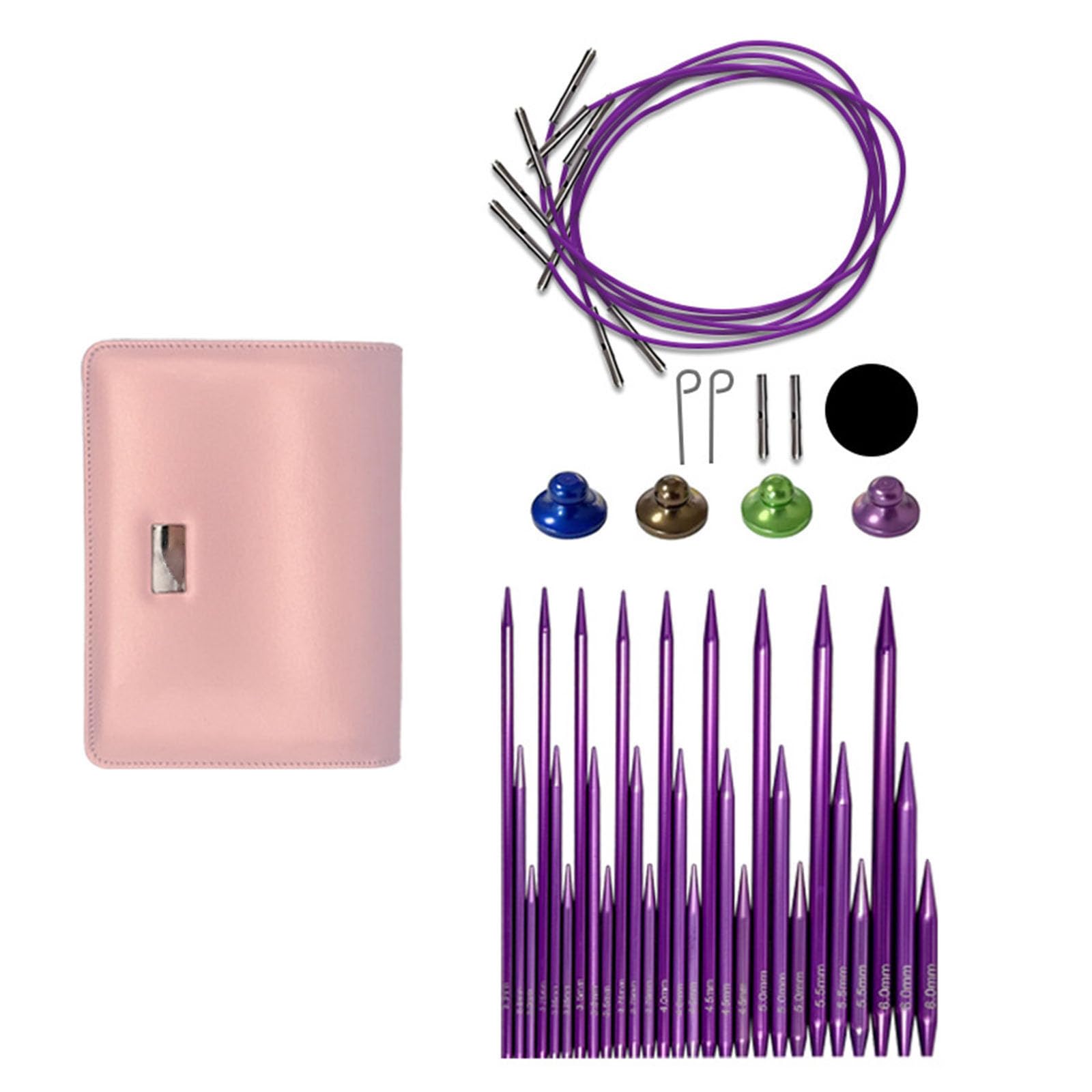 Tsophreniq 3.0mm-6.0mm Interchangeable Circular Knitting Needle Set with Case and Accessories Pins for Woman Needle Set with Accessories