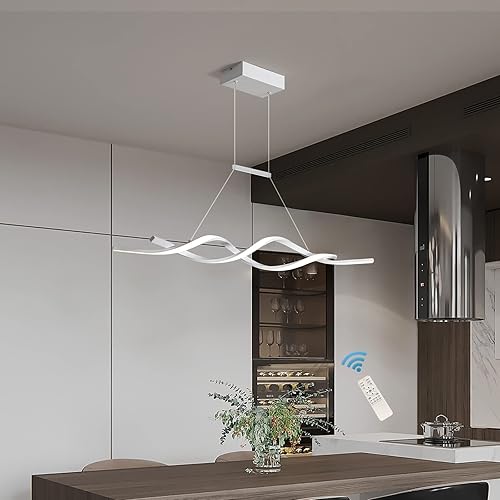 Miniatura 1 de Jaycomey Lámpara colgante moderna, lámpara LED regulable con control remoto, lámpara de araña en forma de onda, candelabros para comedores, cocina,