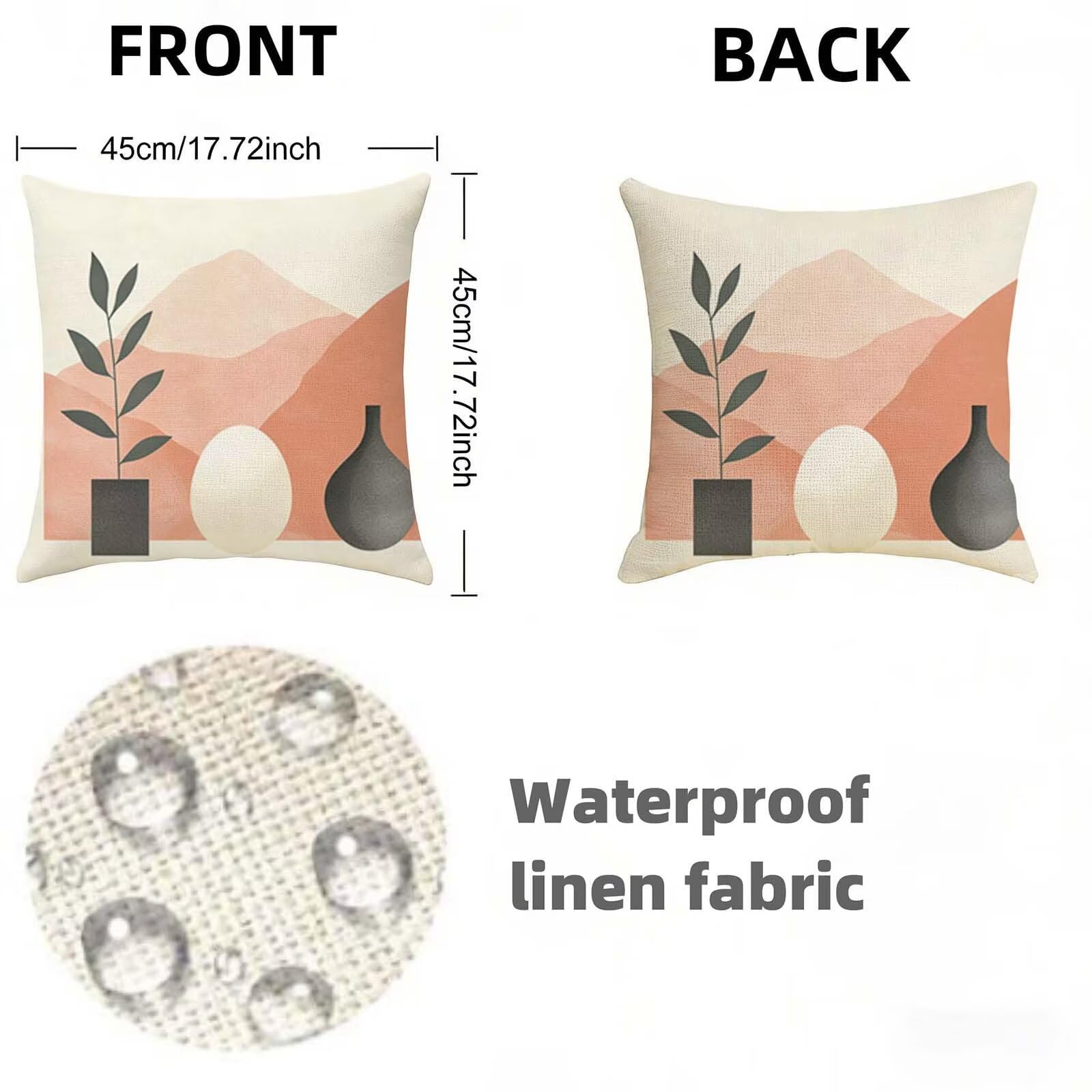 Modern Kissenbezug 80 x 80 CM 2er Set, Rosa Leinen Kissenbezug, Doppelseitiger Druck Kissenbezüge für Sofa, Couch, Bett, Mit Reißverschluss & Waschbar, Alle Jahreszeiten, Bequeme Wohnaccessoires X-783