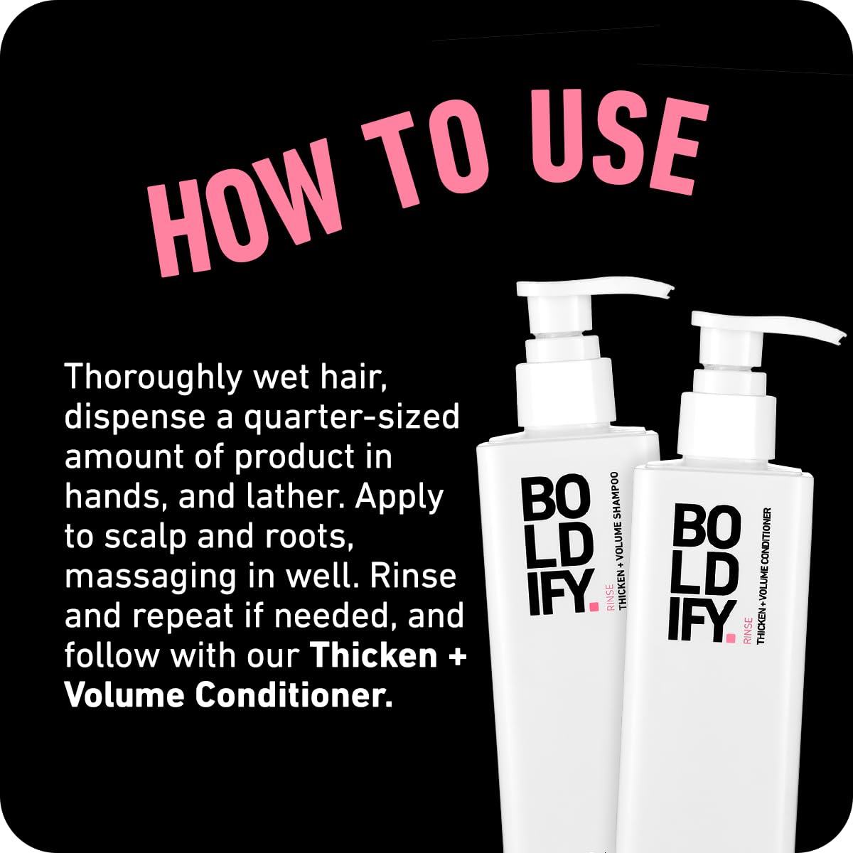 Boldify Hair Fiber + Shampoo + Conditioner: Thicken & Grow Bundle For Men & Women (Dark Brown)