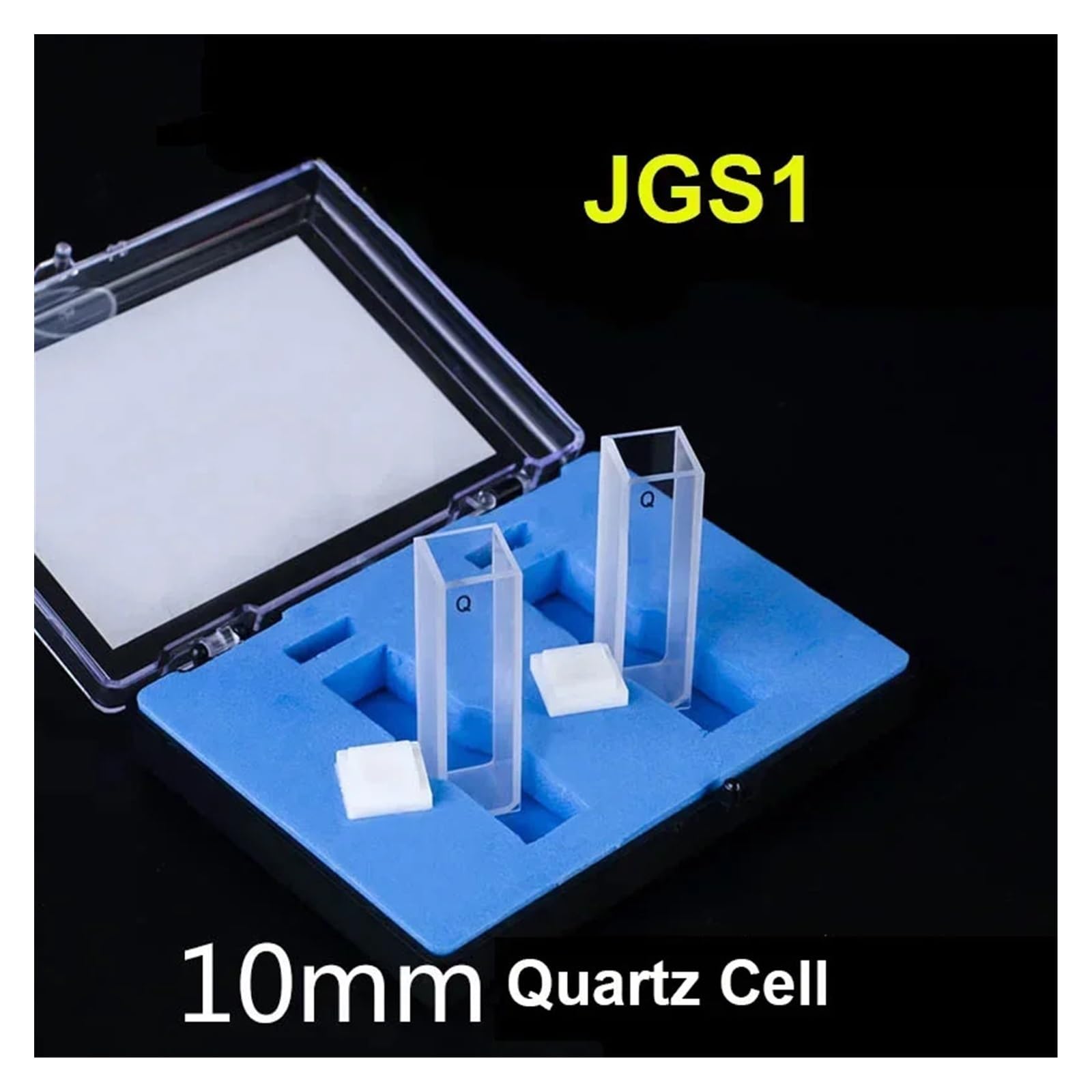 2 cuvette al quarzo JGS1 con lunghezza del percorso di 10 mm e coperchio for spettrofotometri