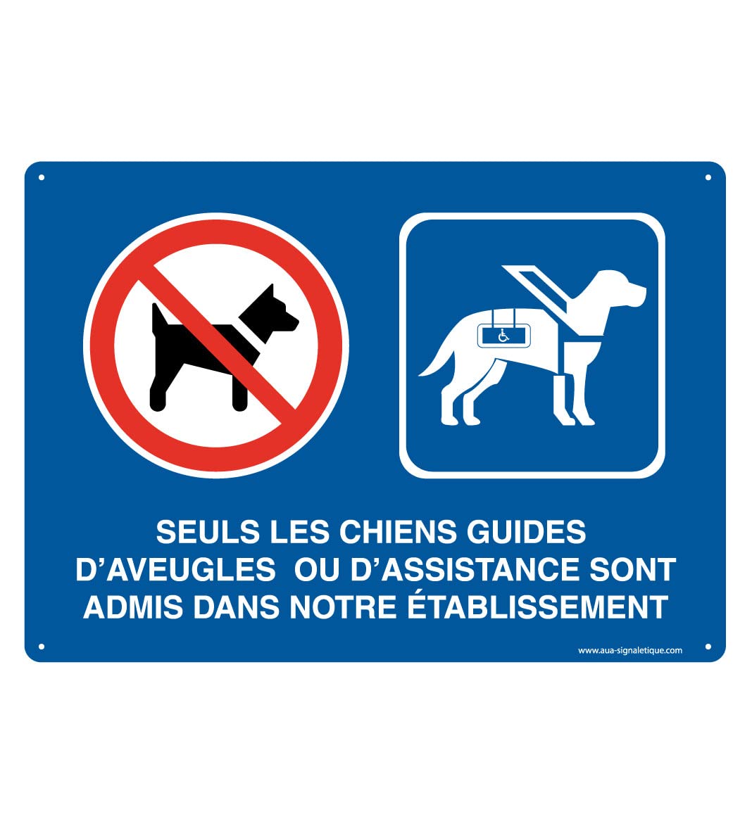 Panneau d'accessibilit&eacute; pour chiens d'assistance en Alu Dibond haut de gamme