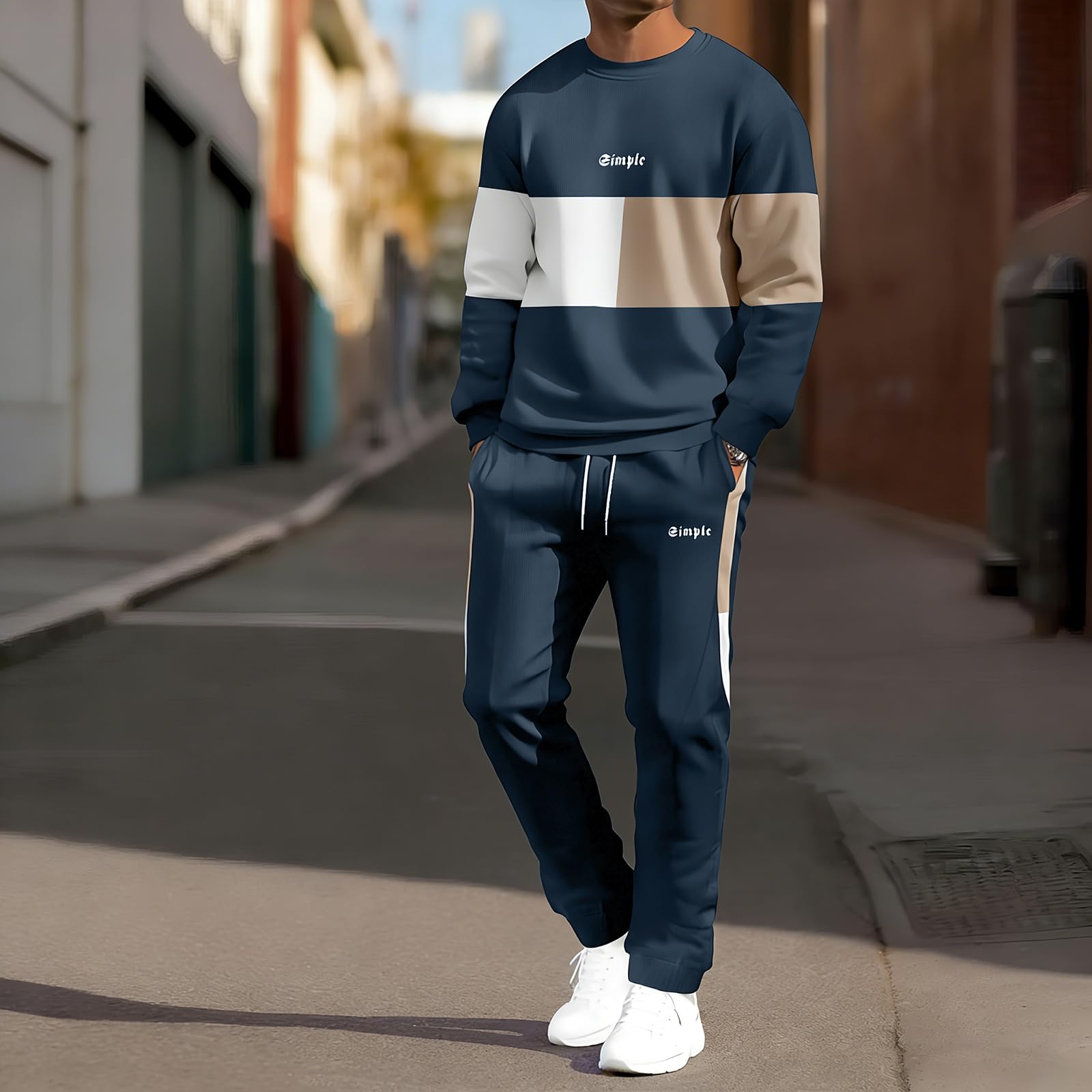 Tuta sportiva da uomo, 2 pezzi, a maniche lunghe - 4