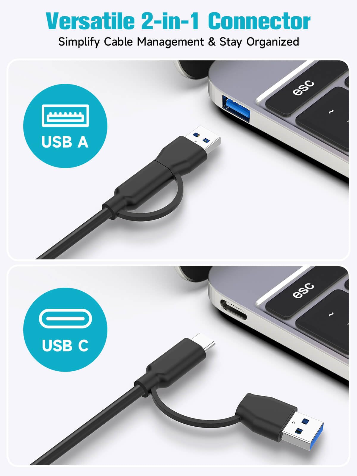 Hub USB alimenté par ikuai 10 ports USB 3.2/USB C, avec 3 ports de données 10 Gbit/s et 7 ports USB 3.0 (4 USB-C + 3 USB-A) pour ordinateurs portables Mac, PC, etc