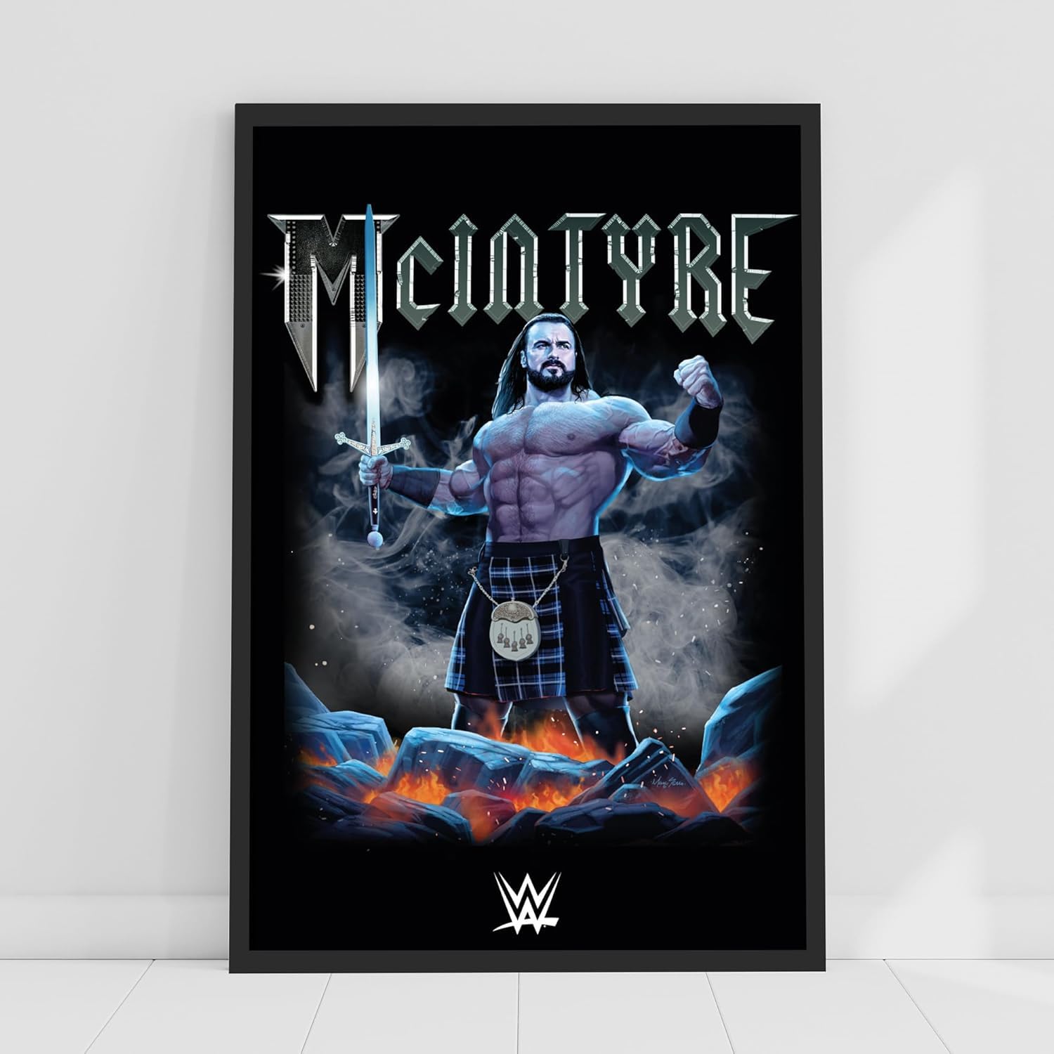 Themed Black Wwe Print - Drew Mcintyre Sword Poster Wrestling Wall Art (29.7Cm X 42Cm - A3)