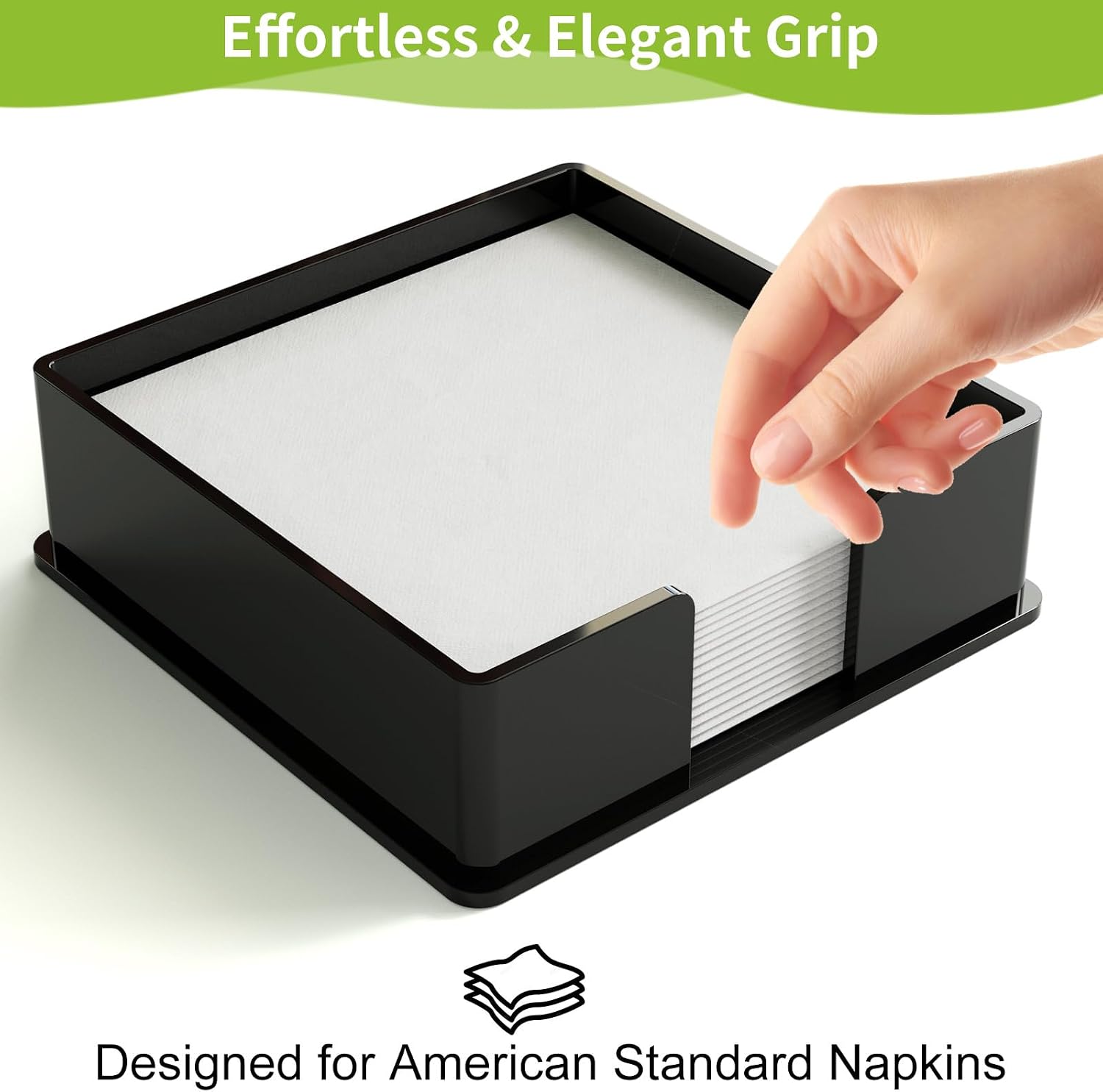 Acrylic Napkin Holder for Bathroom, Black Guest Towel Holder Tray image 4