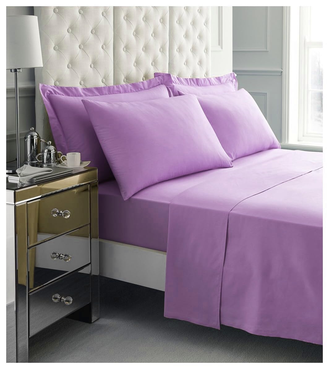 Goldstar Flat sheet 200 Thread Count 100% Egyptian Cotton Hotel Quality Bed Linen (Double, Lilac)