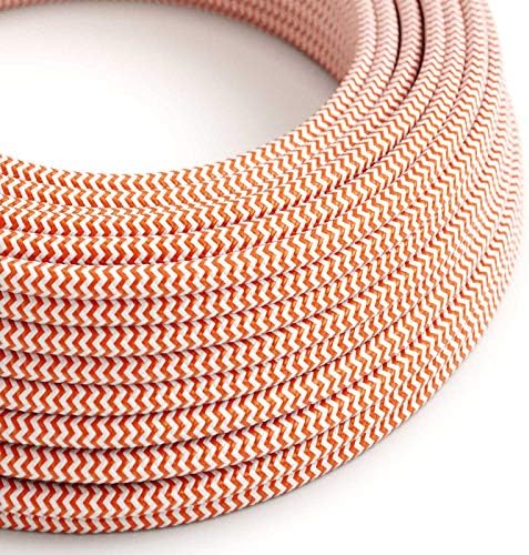 CA Creative Cables Orange & White Chevron Covered Round Electric Cable - RZ15-150ft, 3 x 18 AWG