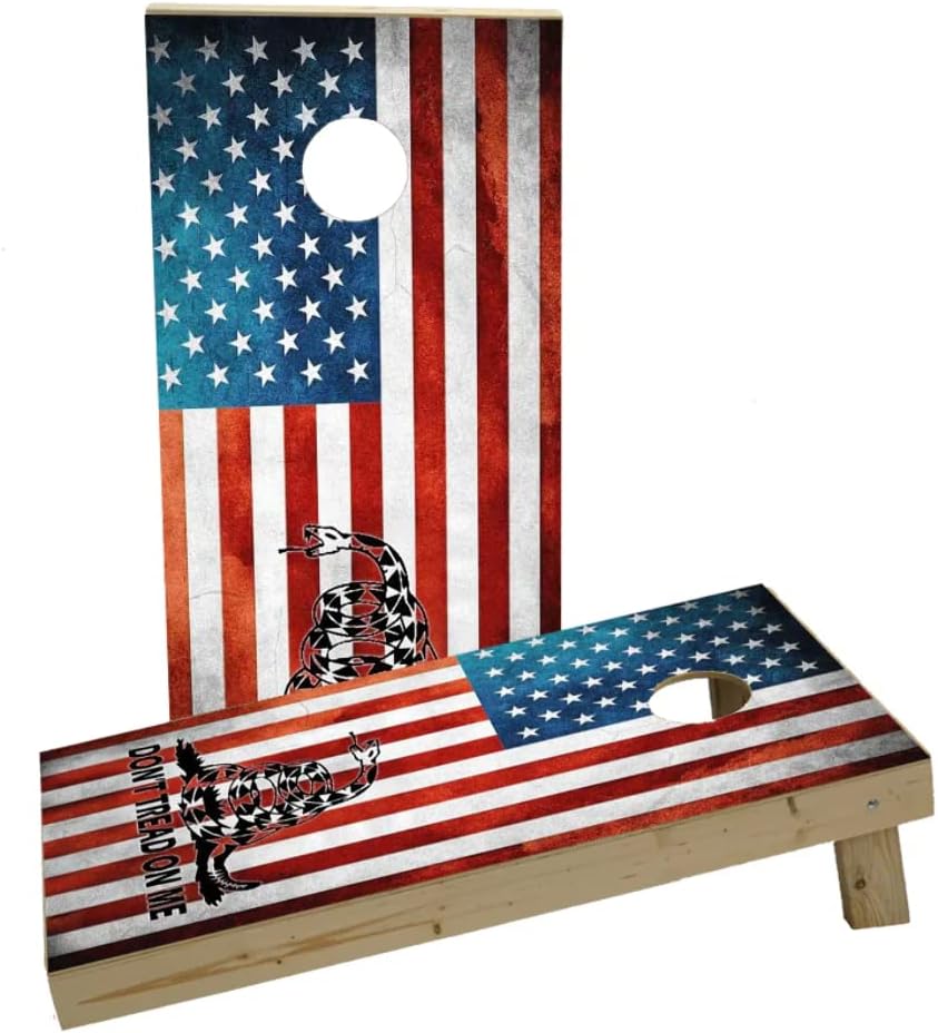 Dont Tread On Me American Flag Custom Cornhole Board Game Set