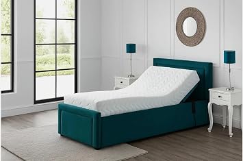 Adjustable Electric Mobility Bed with Plain Headboard With memory Foam Mattress (Any you want, 4ft 6in double)