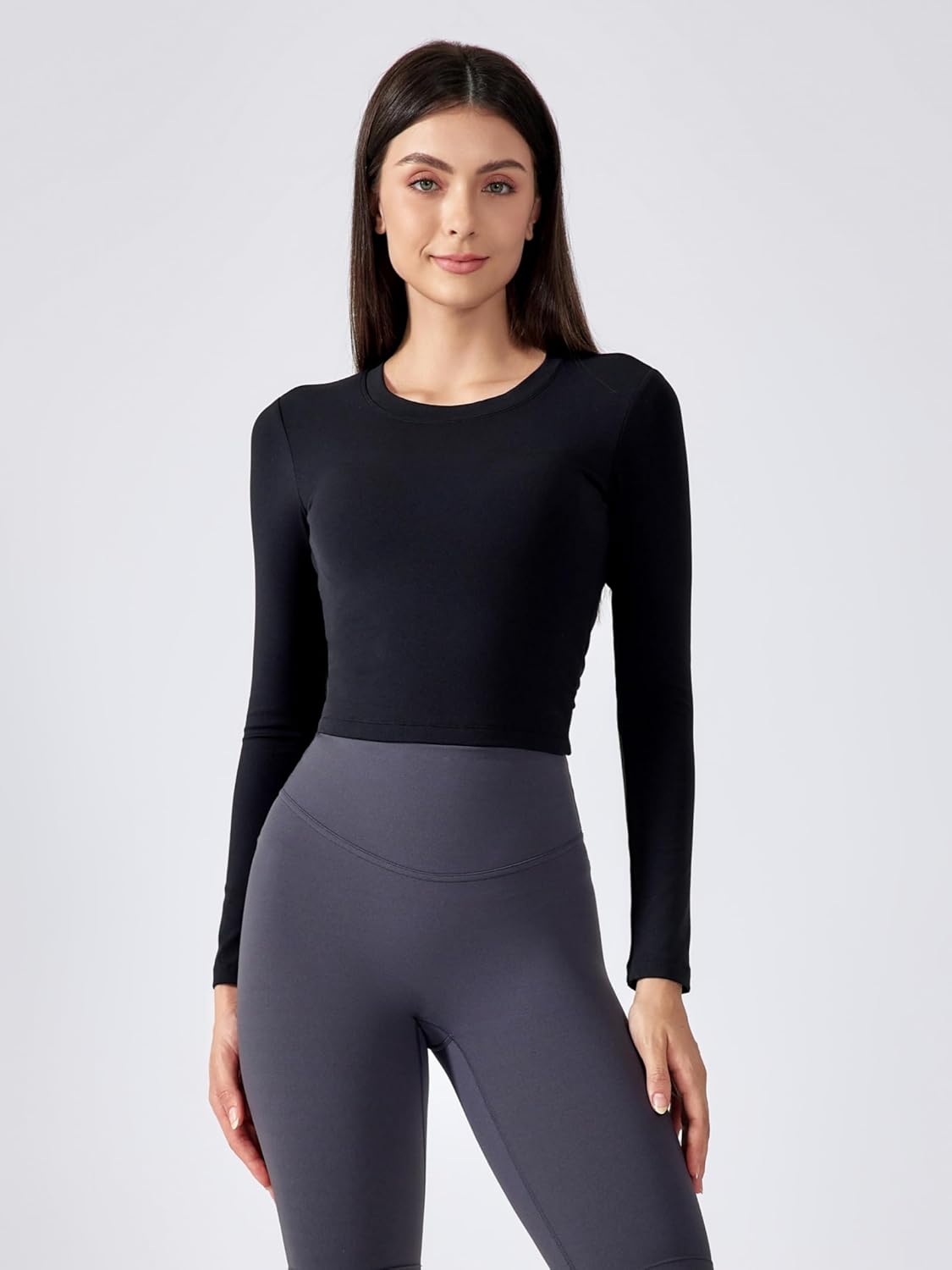 ABOCIW Workout Tops for Women Open Back Longline Sports Bras Athletic Crop Top Cap Sleeve Gym T Shirts with Built in Bra