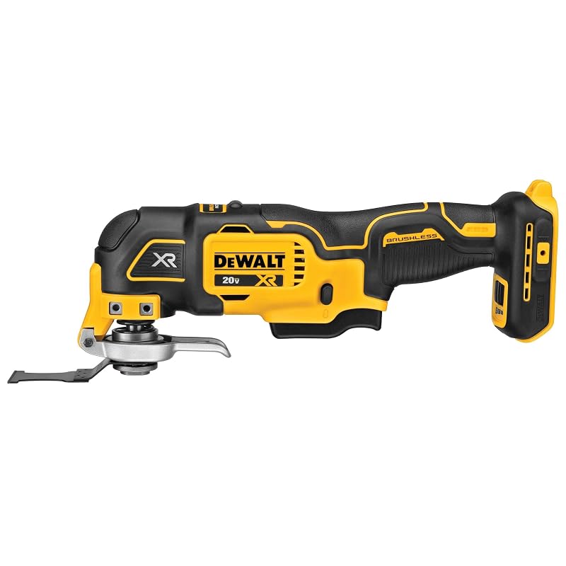DEWALT 20V MAX XR Oscillating Multi-Tool Cordless, Variable Speed Brushless Motor Multitool with LED Light, Extended Runtime, Includes Two Wood Cutting Blades, Tool Only (DCS356B) One Size (Single) To
