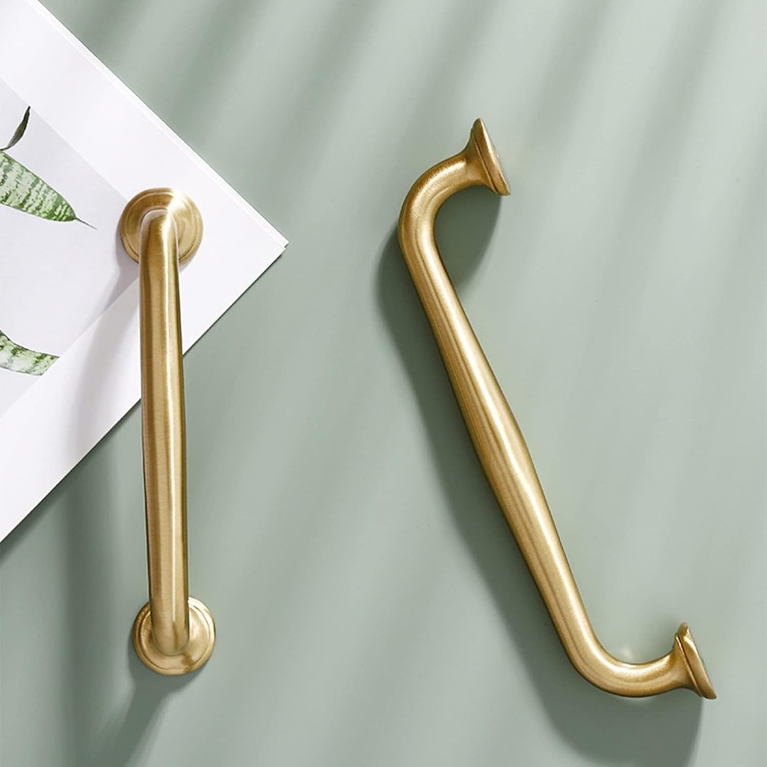 10 Pcs Cabinet Pulls,Gold Brass Drawer Handles,128mm Hole Center,Light Luxury Solid Hardware with Screws Easy to Install,for Kitchen Bar Dresser Wardrobe ( Color : Gold , Size : Hole center 128mm )