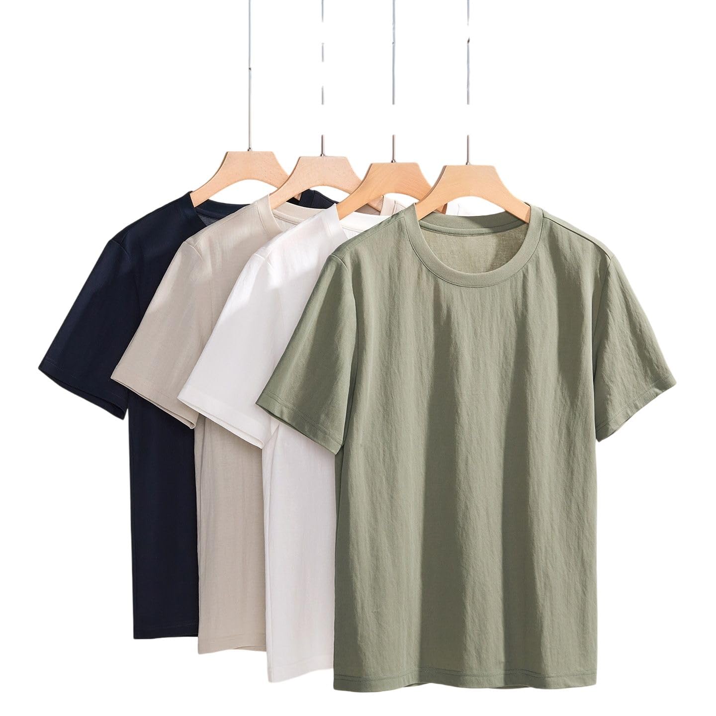 Camiseta de manga corta para hombre, cuello redondo, mezcla de lino y algodón, para vacaciones, uso diario e informal