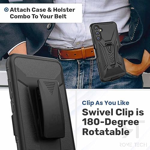 Miniatura 3 de Rome Tech Funda con clip para cinturón para Samsung Galaxy A14 5G SM-A146 Funda de teléfono celular de doble capa a prueba de golpes con soporte -