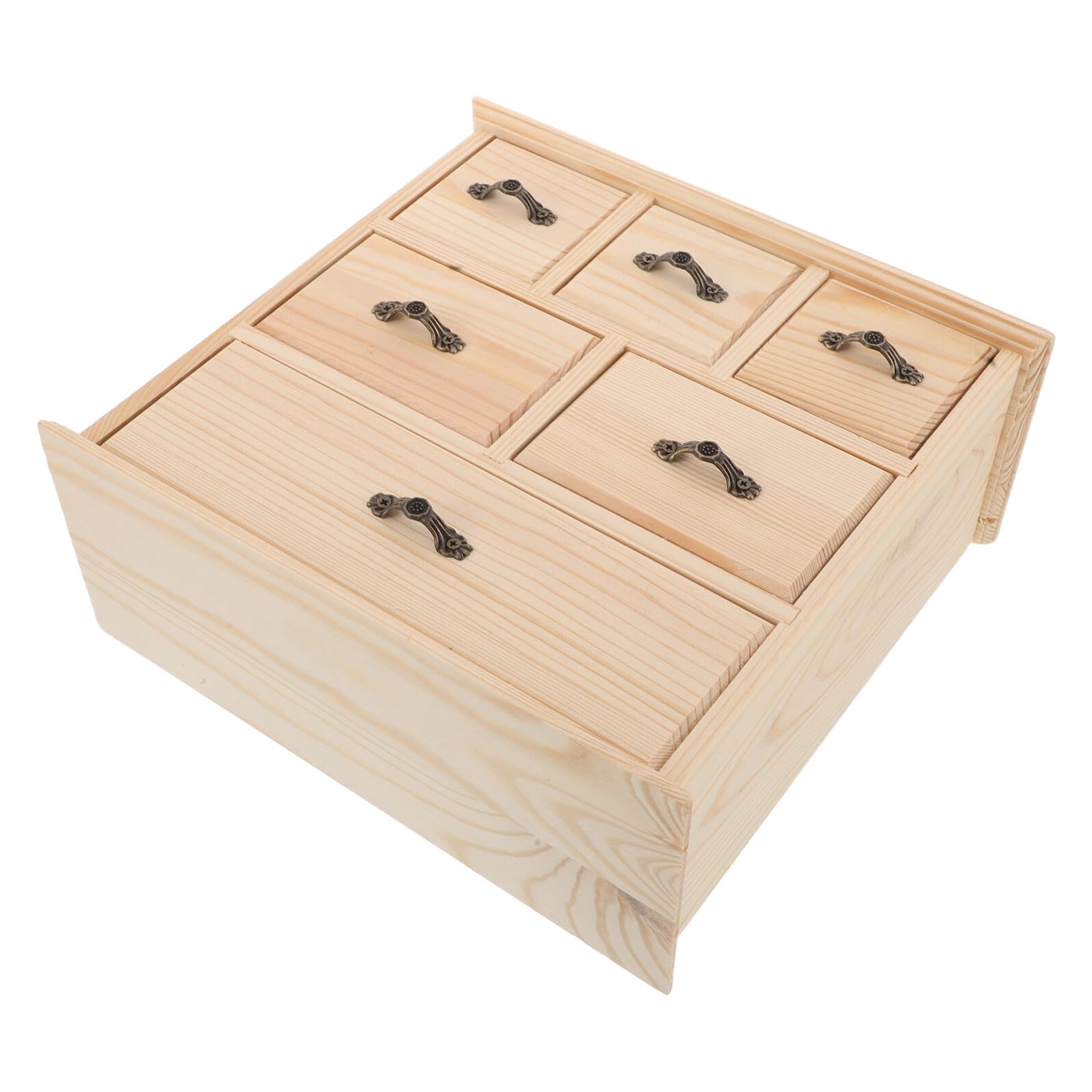 Organizer da Scrivania in Legno con 6 Cassetti Mini Mobiletto Portaoggetti Compatto per Cancelleria e Documenti Scatola Portaoggetti da Scrivania per Ufficio e Studio