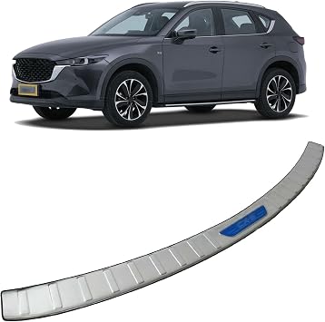 Car Stainless Steel Rear Bumper Protector, for Mazda CX-5 CX5 2017-2024 Accessories, Auto Parts Tailgate Back Trunk Door Sill Cover Scuff Plate Strip Guard Prote Silvery+Blue