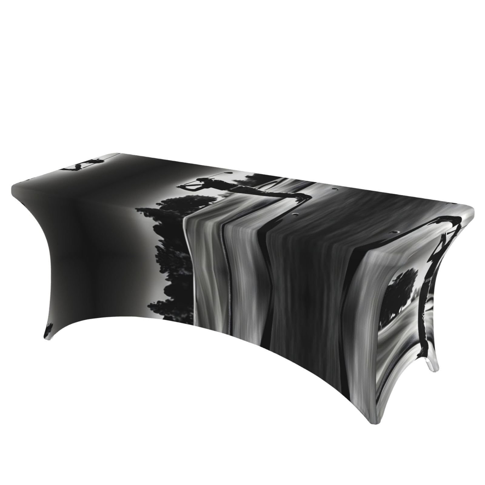 Housses de table extensibles élasthanne rectangulaires EdWal imprimé golf noir blanc fête 1,8m