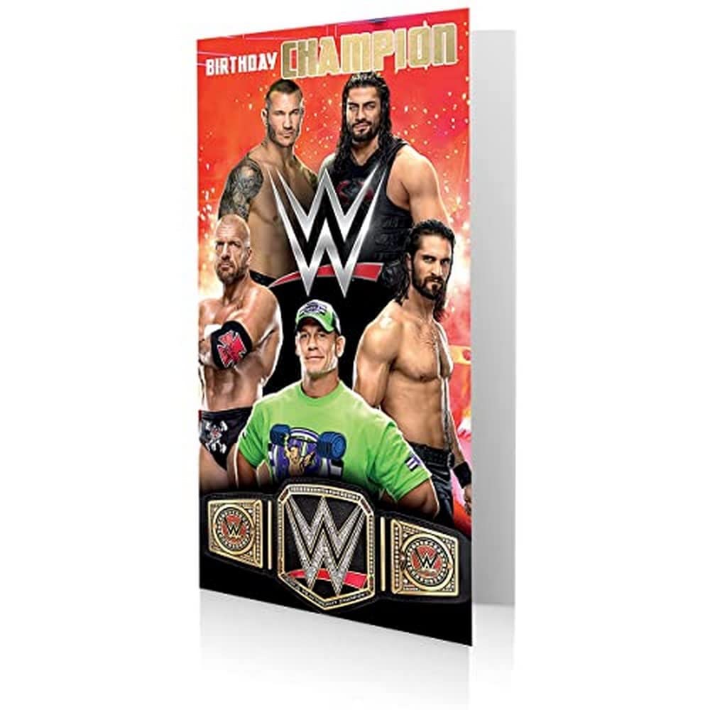 WWE Wrestling Birthday Champion Greeting Card with Envelope, Officially Licensed WWE Birthday Card, Cover Text: Birthday Champion