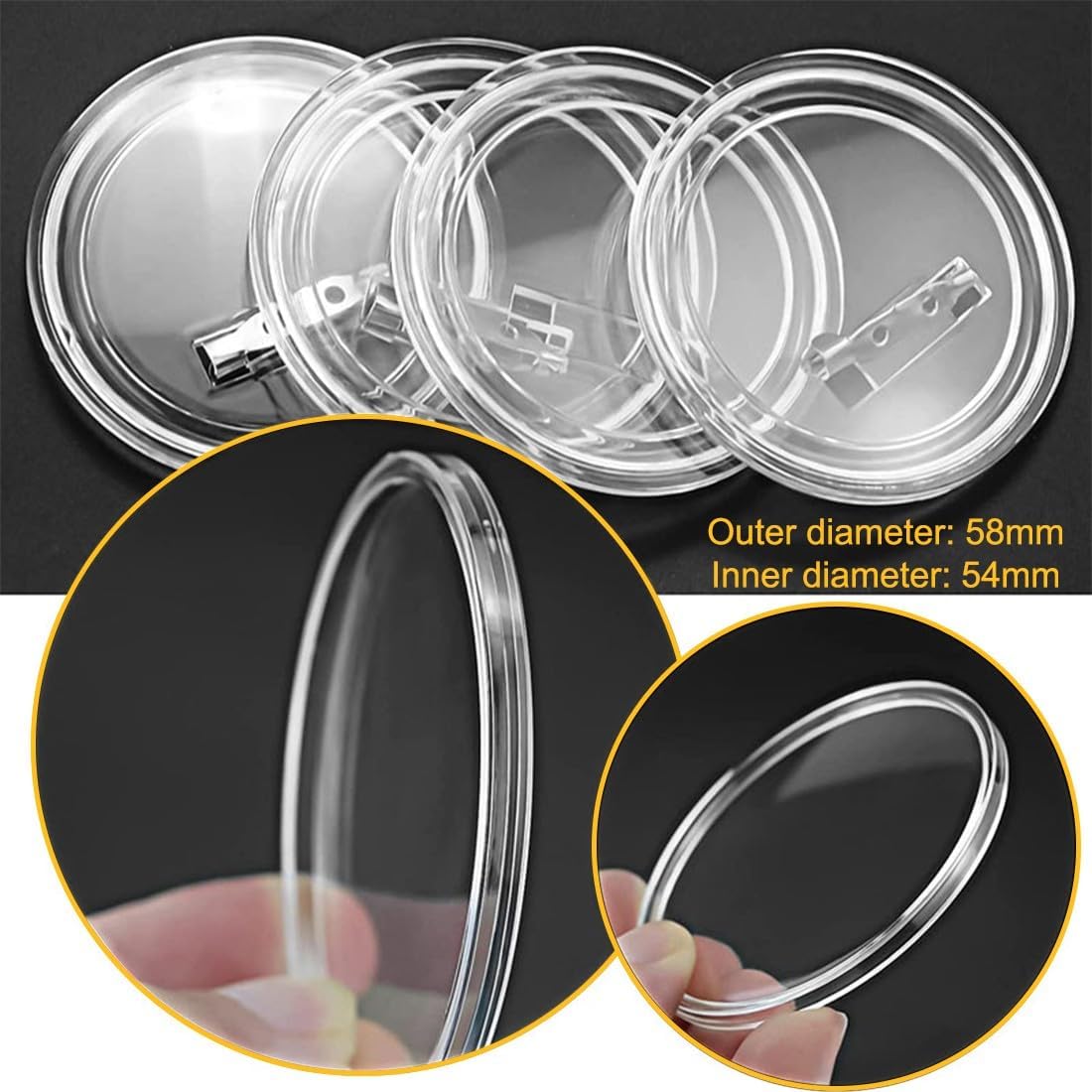 10 DIY Button Making Kit for Crafts, 58mm Clear Badge Supplies for Creative Projects