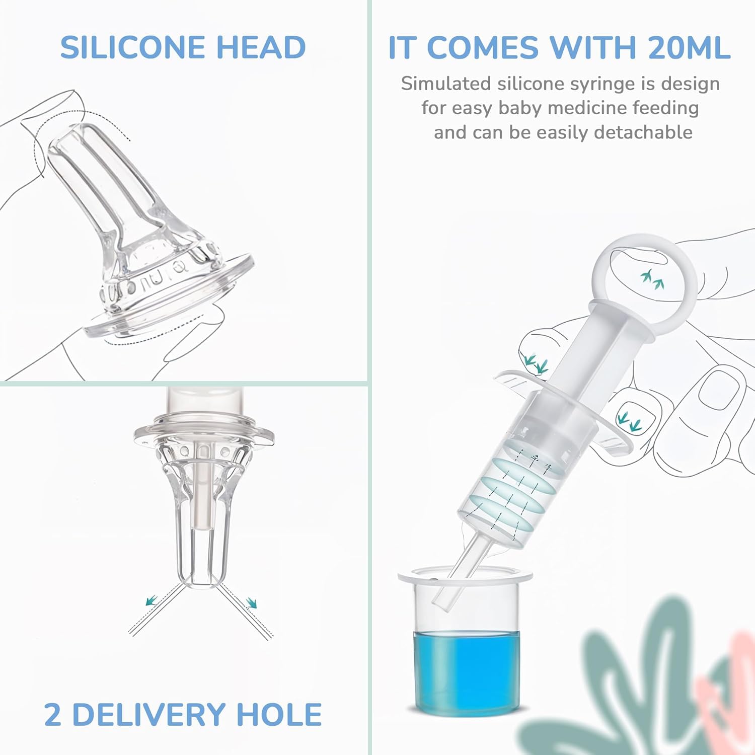 TOYIQ Silicone Baby Medicine Dispenser & Dropper – BPA-Free 20ML Feeder for Newborns, Infants and Toddlers with Protective Case (White) 3