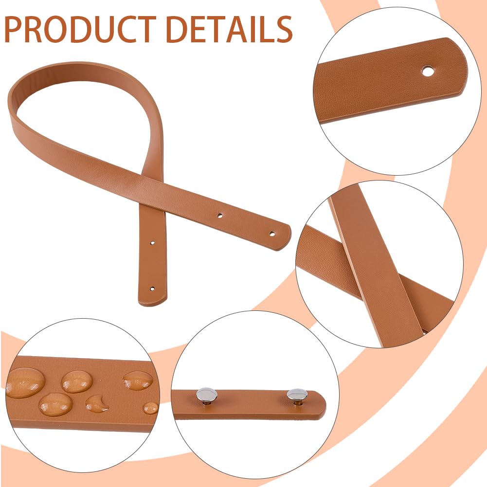 Correas de Hombro de Cuero Sintético de 2cm con Remaches para Coser, Asas Acolchadas para Bolso, Correa de Repuesto de Ganchillo para la Axila, para Reparar Bolsos (Camello)