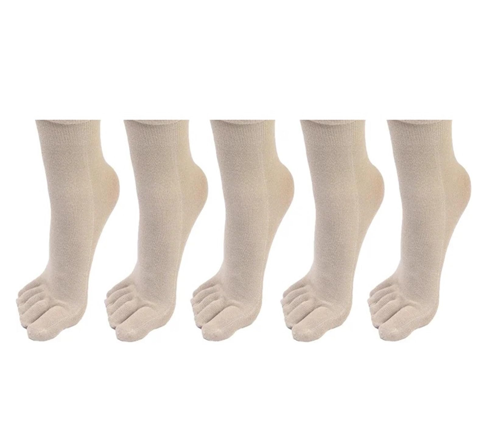 ITRHJTGP Finger Socks 5pairs Casual Five-toe Long Socks Men Sports Sweat Separate Fingers Stocking Male Non-Slip Middle Tube Ankle Sox for Fitness(Beige-5pairs)