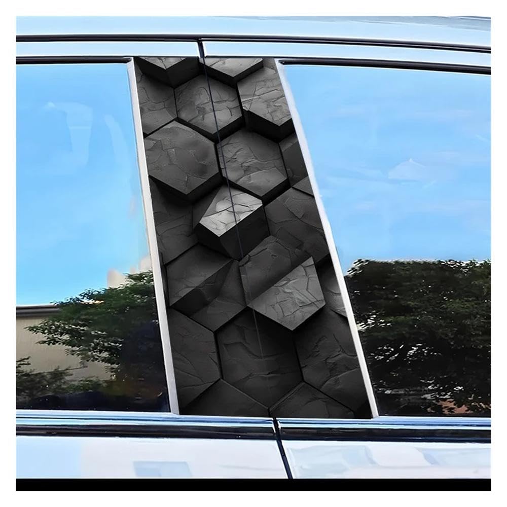 Auto Accessory 2pcs Car Window Pillar Stickers Honeycomb Pattern Scratch Resistant Film