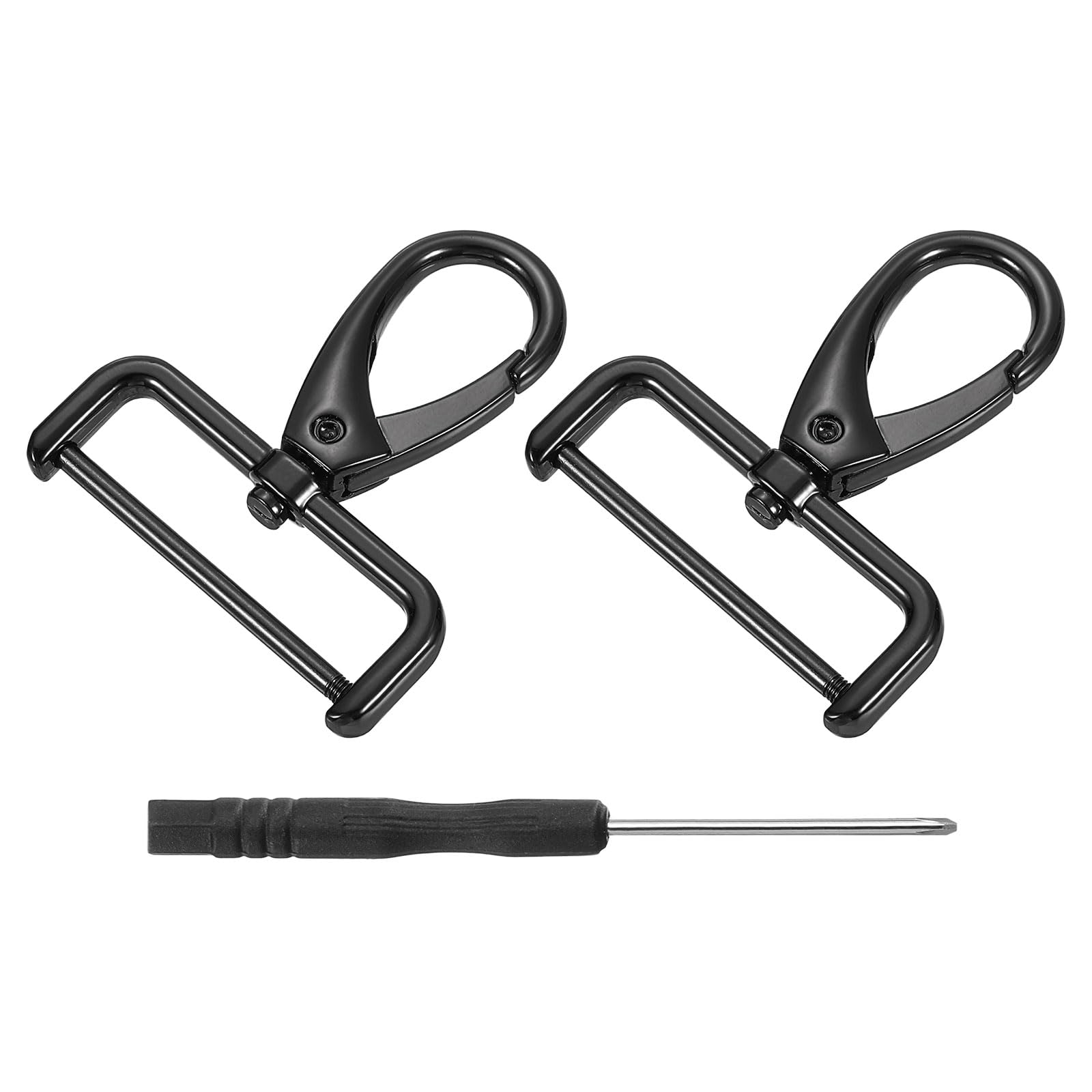 QUARKZMAN 2 szt. Obrotowe zapięcia na haczyk 38 mm (1-1/2") D pierścień odpinany metalowy haczyk zatrzaskowy hak pazur hak ze śrubokrętem do torby na klucze DIY czarny