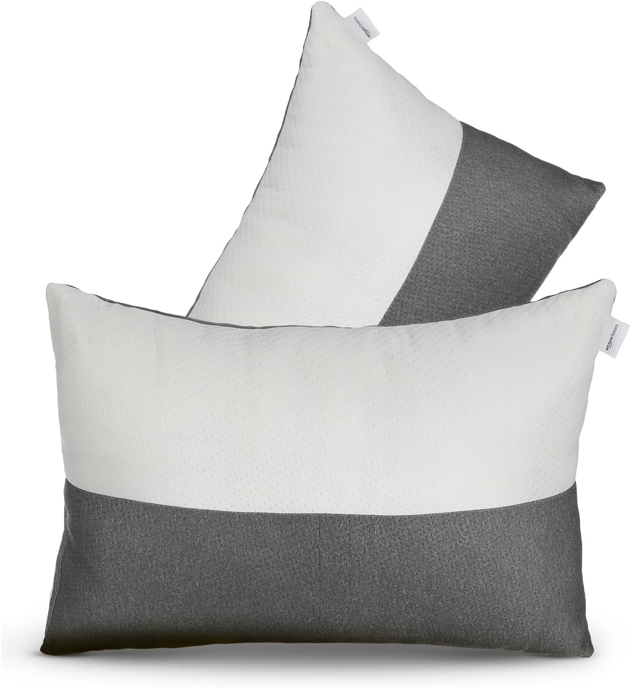 Hollow Fiber Sleeping Pillow | Soft and Fluffy | Adjustable Height | Set of 2 | White and Grey (27 x 16 Inches)