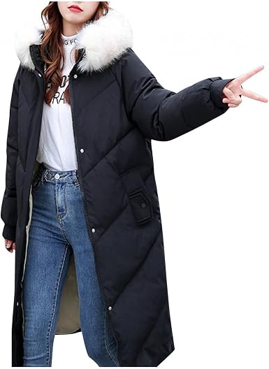 Amazon.com: Abrigo largo de invierno para mujer con capucha de piel,  chaqueta acolchada cálida para el aire libre 2022 : Ropa, Zapatos y Joyería