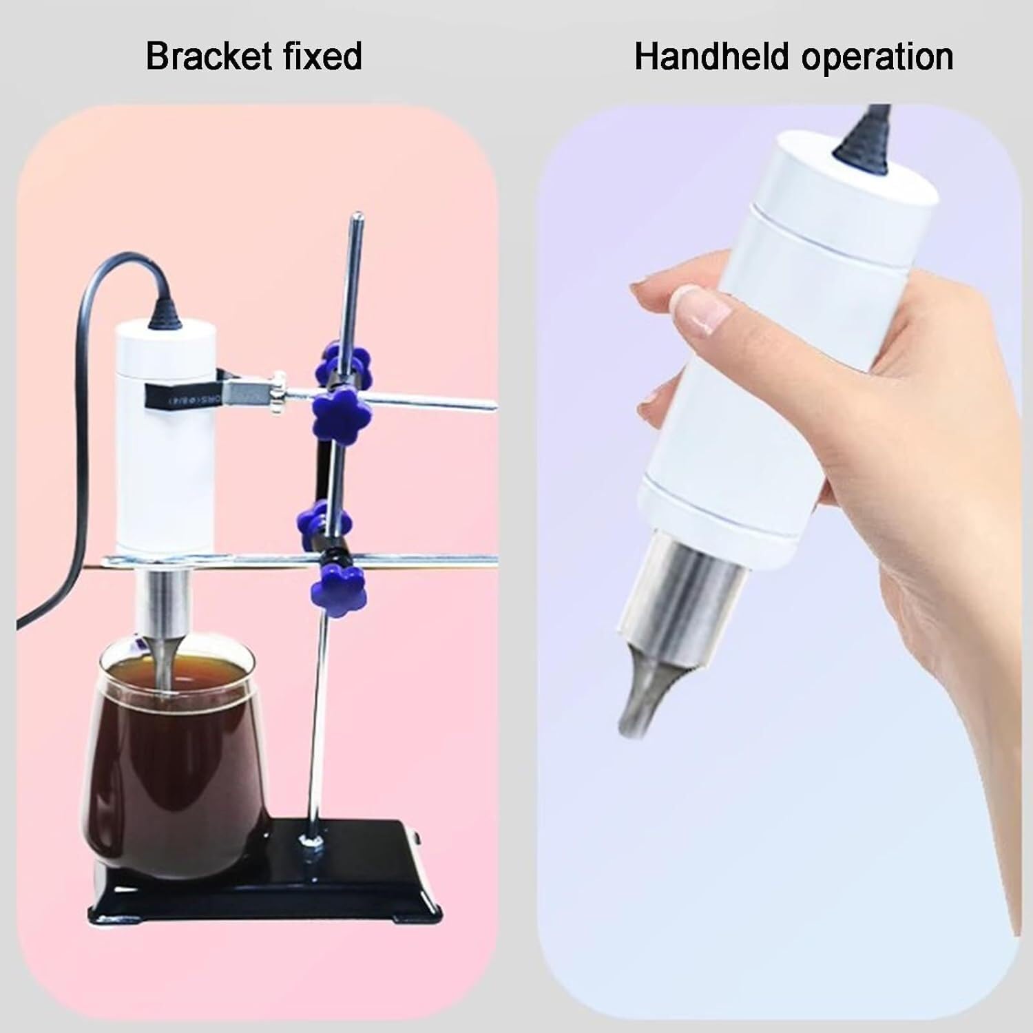 Homogeneizador ultrasónico pequeño de laboratorio, mezclador disruptor de células con procesador sonicador de 80 W, frecuencia de trabajo 40 KHZ, con soporte, altura ajustable, funcionamiento 300 S