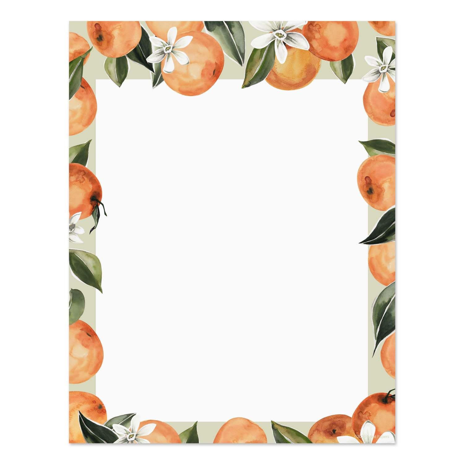 50 Sheets 'Little Cutie' Clementine Themed Decorative Baby Shower Stationery