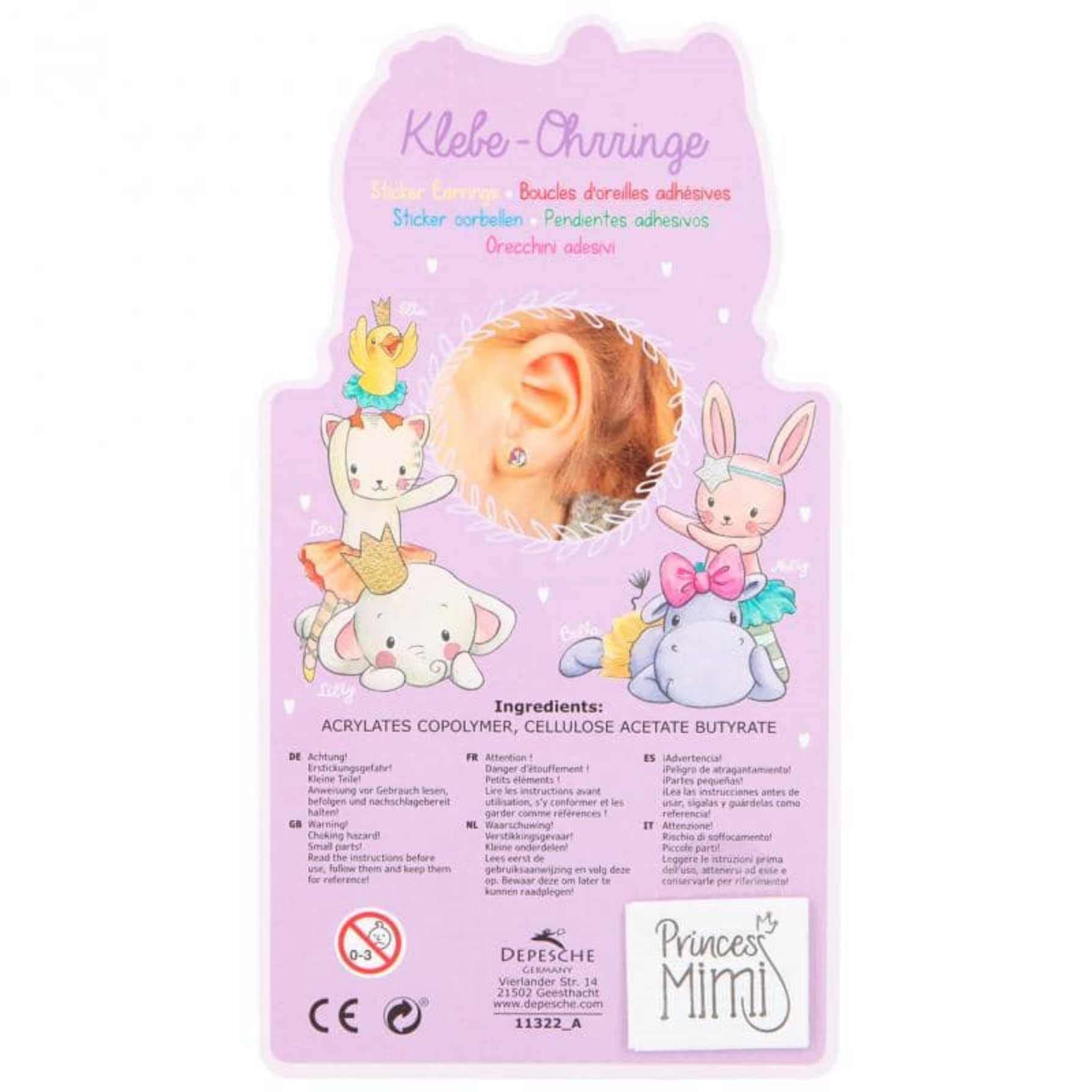 Depesche Princess Mimi - Orecchini adesivi per bambina